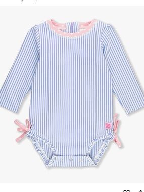 Ruffle Butts Blue and Pink Bodysuit with Ruffled Hem